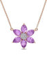 Фото #1 товара Macy's amethyst and Diamond Floral Necklace