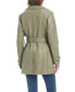 Фото #2 товара Women's Faux Leather Single-Breasted Fitted Trench Coat