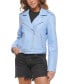 ფოტო #1 პროდუქტის Women's Faux-Leather Belted Hem Moto Jacket