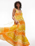 Фото #1 товара Topshop ruche tie side maxi beach dress in orange and yellow