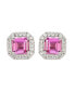 ფოტო #1 პროდუქტის Pink Sapphire & Lab-Grown White Sapphire Asscher Cut Halo Stud Earrings in Sterling Silver by Suzy Levian