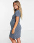 Фото #2 товара Mamalicious Maternity star print nightdress with nursing function in charcoal grey