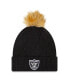 Фото #1 товара Women's Black Las Vegas Raiders Snowy Cuffed Knit Hat with Pom