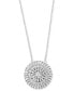 EFFY® Diamond Round & Baguette Circle Cluster 18" Pendant Necklace (1 ct. t.w.) in 14k White Gold