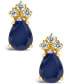 ფოტო #3 პროდუქტის Sapphire (1 ct. t.w.) and Diamond (1/8 ct. t.w.) Stud Earrings in 14k Yellow Gold