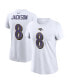 ფოტო #2 პროდუქტის Women's Lamar Jackson White Baltimore Ravens Player Name Number T-shirt