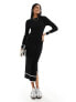 Фото #1 товара New Look contrast tipped knitted midi dress in black