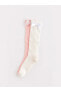 Fiyonk Detaylı Kız Çocuk Diz Altı Çorap 2'li