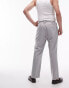 Topman wide leg linen blend suit trouser in grey Серый, W32 Short - фото #3