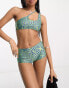 COLLUSION cut out asymmetric abstract print bikini top in blue