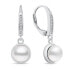 Charming silver earrings with pearl and zircons EA90