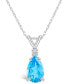 Фото #1 товара Macy's blue Topaz (1-3/8 ct. t.w.) and Diamond Accent Pendant Necklace in 14K Yellow Gold or 14K White Gold