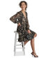 ფოტო #3 პროდუქტის Women's Printed Chiffon Long-Sleeve A-Line Dress