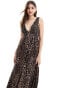 ASOS DESIGN v neck with full hem midaxi dress in leopard print