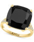 ფოტო #1 პროდუქტის EFFY® Onyx & Diamond (1/5 ct. t.w.) Statement Ring in 14k Gold