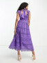 ASOS DESIGN Lace midi dress with bow back detail in purple