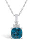 ფოტო #1 პროდუქტის London Blue Topaz (2-3/4 Ct. T.W.) and Diamond (1/10 Ct. T.W.) Pendant Necklace in 14K White Gold