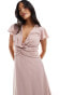 Фото #2 товара TFNC Petite Bridesmaid wrap front maxi dress in soft pink