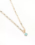 ASOS DESIGN Curve necklace with open link tbar design with semi precious style square pendant in gold tone