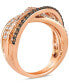 Фото #2 товара Chocolate Diamond & Nude Diamond Multirow Crossover Statement Ring in 14k Rose Gold