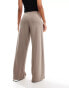 Фото #2 товара Monki super soft low waist wide leg jersey trousers in beige