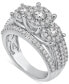 ფოტო #1 პროდუქტის Diamond Three Stone Halo Engagement Ring (1-1/2 ct. t.w.) in 14k White Gold