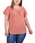 Plus Size Short Sleeve Swiss Dot Top tawny orange, 1X - фото #1