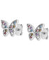 Фото #3 товара Cubic Zirconia Multicolor Butterfly Stud Earrings in Sterling Silver, Created for Macy's