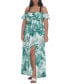 Фото #1 товара Raviya 299190 Women s Floral Print Smocked Bodice Maxi Dress Green Size 1X