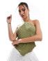 Фото #1 товара ASOS DESIGN textured halter hanky top in khaki