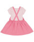 ფოტო #2 პროდუქტის Little Girls Striped Jersey T-shirt and Floral French Terry Pinafore Set