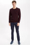 Фото #2 товара Свитер defacto Erkek Bordo Slim Fit Triko Kazak K8632AZ19WN