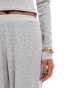 Фото #2 товара Kaia ribbed wide leg ribbed trousers co-ord in light grey marl