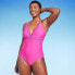 Фото #2 товара Women's Crochet Shell Stitch Medium Coverage One Piece Swimsuit - Kona Sol Pink