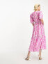 & Other Stories tiered volume maxi dress in pink marble