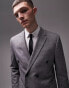 Фото #4 товара Topman skinny double breasted textured suit jacket in grey