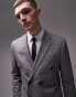 Фото #2 товара Topman skinny double breasted textured suit jacket in grey