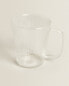 Borosilicate glass mug with lines