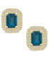 ფოტო #3 პროდუქტის London Topaz (2-5/8 ct. t.w.) and Diamond (3/4 ct. t.w.) Halo Stud Earrings in 14K Yellow Gold