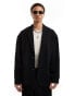 ASOS DESIGN unstructured oversized suit jacket in black seersucker Черный, Chest 42 Regular - фото #1