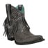 Corral Boots E1435 Black Studs & Fringe Round Toe Cowboy Booties Womens Black Dr