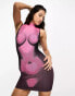 LAPP seamless body art mini dress in pink and black Розовый и черный, S - фото #1