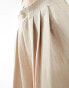 Stradivarius tailored pleated wide leg trouser in caramel