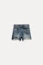 Trf high-waist denim ripped shorts