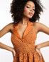 ASOS DESIGN lace collar mini dress with open back detail in rust