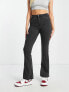 Noisy May Sallie mid waist flared jeans in dark grey