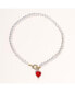 Joey Baby kokoro Freshwater Pearl Heart Necklace 20" For Women Pearl and red, Large - фото #1