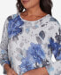 Women's Worth Avenue Watercolor Floral Shimmer Crew Neck Top