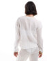 Фото #3 товара Esmee beach long sleeve tie front textured sheer shirt co-ord in white