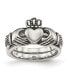 Фото #1 товара Stainless Steel Antiqued Claddagh Hinged Ring
